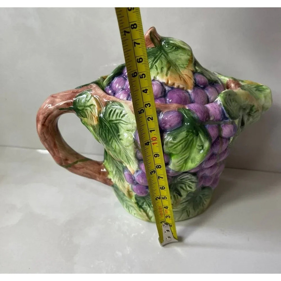 Vintage Houseware Ceramic Grapevine Teapot Purple Green - Picture 4 of 11